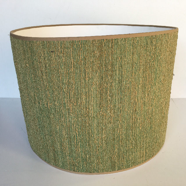 LAMPSHADE, 1950s 60s (Ex Large) Drum - Green Yellow Weave